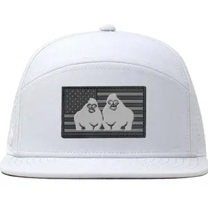 Custom Upf 50 + Waterdichte 5 Panel Platte Bill Rand Mesh Pvc Rubber Patch Yupoong Mesh Snapback Trucker Cap