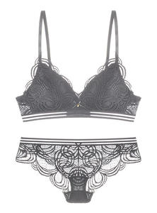 <span class=keywords><strong>Taobao</strong></span> Roll Grass Pattern pizzo profondo V senza anello in acciaio reggiseno sottile biancheria intima vendita diretta della fabbrica - Product Image 6