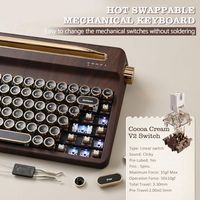 OEM ODM QL75 Wireless Typewriter Hot Swap Retro Mechanical Keyboard Punk Round Keycaps RGB Backlit QMKVIA Programmable MultiDevi