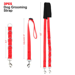 Ensemble de contention professionnel pour toilettage canin 3 pièces, sangle de ventre réglable avec boucle de laisse, en nylon robuste pour salon de toilettage pour animaux - Product Image 1