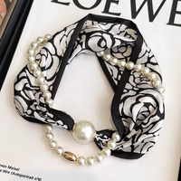 Nouveau chandail mince de perle d'acier inoxydable de couleur solide de conception coréenne collier à boucle magnétique à la mode d'écharpe pendentif de perle de diamant