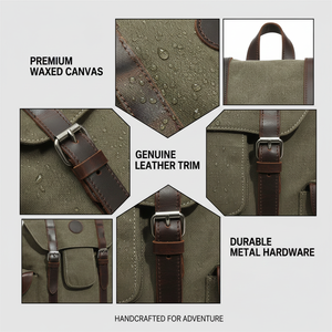 Vintage Fashion Casual Canvas Laptop Backpack Waterproof Design for Men School Hiking Mountaineering Outdoor Travel <strong>Ruck</strong> <strong>Sack</strong> - Product Image 3