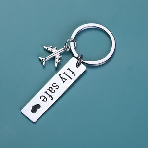 Portachiavi in Acciaio Inossidabile con Ciondolo a Forma di Aereo e Logo Personalizzato, 'Fly Safe Heart I Need You Here with Me', Anelli Portachiavi Tipo Dog Tag - Product Image 6