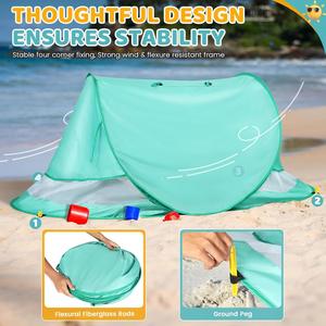 Tente de plage pop-up portable grande taille avec moustiquaire pour bébé – Essentiels d'été pour la plage - Product Image 3