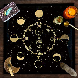 Alta calidad 49*49cm terciopelo sol Luna estrella brujería alterar <span class=keywords><strong>Tarot</strong></span> rueda pagana tentáculo Triquetra <span class=keywords><strong>Tarot</strong></span> mantel Mat - Product Image 2