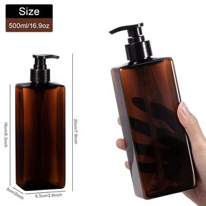 Bouteilles de shampooing en plastique PET ambré de 300 ml et 500 ml avec pompe à lotion pour les soins quotidiens du corps et les emballages cosmétiques - Product Image 2