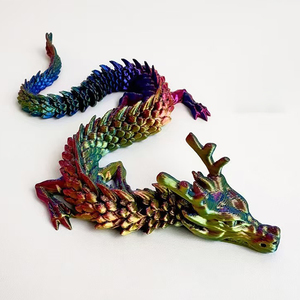 Statue de dragon en cristal imprimée en 3D, dragon articulé avec des articulations mobiles, barbe et cornes, dégradé réaliste, figurine de collection - Product Image 5