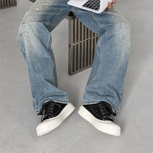 Zapatos de plataforma versátiles básicos para hombre, estilo nicho, suela gruesa, a la moda, verano 2025, nuevo diseño, informales, transpirables, de mezclilla lavada - Product Image 3