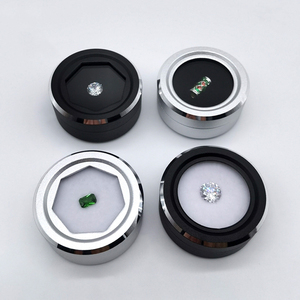 Boîte à bijoux de luxe ronde en <span class=keywords><strong>verre</strong></span> transparent avec couvercle rotatif, présentoir pour bijoux avec rangement pour diamants <span class=keywords><strong>argent</strong></span>és et organisateur de pierres brutes - Product Image 1