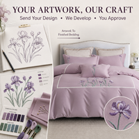 Ensemble de literie brodé sur mesure OEM ODM, housse de couette de luxe, drap, taie d'oreiller, fabricant de textiles de maison en gros