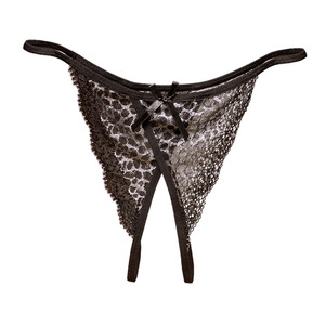 HD150 imprimé léopard sous-vêtements femmes croix ouverte Sexy Transparent t-back taille basse hanche beauté tentation chaude <span class=keywords><strong>culotte</strong></span> en forme de t - Product Image 1