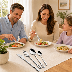 Ensemble de <span class=keywords><strong>couverts</strong></span> 4 pièces en acier inoxydable 304, finition miroir, avec manche ergonomique ondulé, pour hôtels et restaurants (vente en gros) - Product Image 3