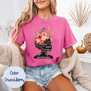 T-Shirt Floreale da Donna Unstoppable, 100% Cotone, Girocollo, Vestibilità Regolare, Design Empowering, Adatta per Tutte le Stagioni - Product Image 3