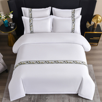 Parure de lit de luxe 100 % polyester imprimée moderne pour hôtel et maison, toutes saisons, unie, écologique, tissée, respirante, drap et taie d'oreiller