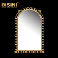Gold Plated Brass Finished European Design Solid Copper Mirror Hand Polished Decorative Wall Art for Villa Bedroom