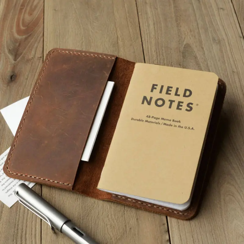 Cuaderno de cuero hecho a mano, cubierta de notas de campo, tamaño pequeño, Bloc de notas de bolsillo