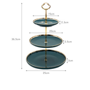 Mariage or jante blanc <span class=keywords><strong>vert</strong></span> céramique porcelaine gâteau dessert serpent support de <span class=keywords><strong>table</strong></span> or gâteau stand niveau - Product Image 6