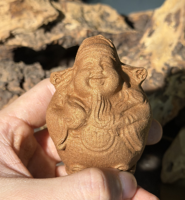 Statuette de Dieu de la Richesse en Bois Sculpté, Matériau Naturel, 9 cm, Feng Shui, Art Porte-Bonheur, Objet de Collection, Ornement de Bureau pour la Prospérité