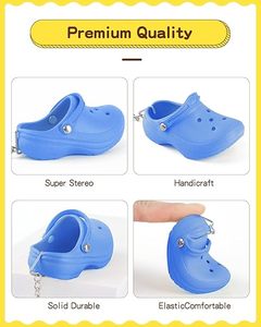 Deluxe Edition <b>Mini</b> Rubber Shoe Keychain Premium Slipper <b>Keyring</b> for Backpack Purse Decoration High End Hole Sandals Key Ring - Product Image 3