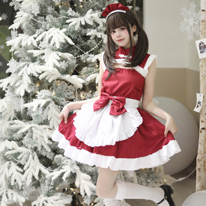 Christmas Chinese Style Maid Outfit Wine Red Satin Cosplay Costume S-5XL Plus Size Game Anime Role Playing - Product Image 1