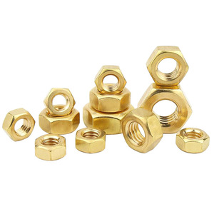 M3 M4 <strong>M5</strong> M6 M8 M10 M12 Metric Din 934 Polished Copper Hexagon Lock Nut Plain Brass Hex Nut for <strong>Bolt</strong> - Product Image 1