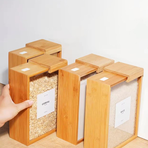 Hete Verkopende Houten Vierkante Ontbijtgranen <span class=keywords><strong>Pasta</strong></span> Voedselopslagcontainers En Opbergdoos Stapelbaar In De Keuken Voor Eenvoudige Opslag - Product Image 6