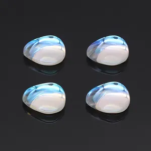 Yingtuo Jóias em forma de gota de pedra azul arco-íris pedra da lua cabochão pedras preciosas sintéticas
