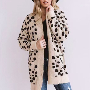 Suéter de Cachemira de lana para mujer con textura manchada de alta calidad a la moda 2025 cárdigan Beige para mujer - Product Image 2