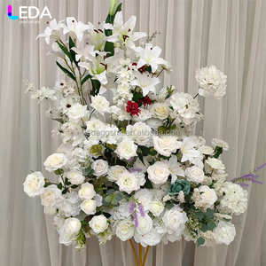 LEDA Handmade Pure White <b>Artificial</b> Flowers Elegant Lily <b>Peony</b> Rose Runner for Wedding Events Valentine's Day Proposals - Product Image 1