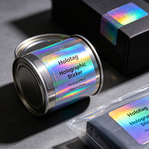 Adhesive <b>Stickers</b> Custom Printed Holographic Effect Box Brand Labels Factory OEM Waterproof Die Cut Round Kraft Paper - Product Image 5