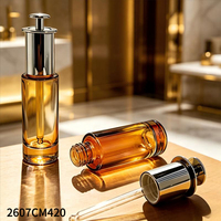 Flacon compte-gouttes en verre doré pour sérum, pompe de transfert, cosmétique, huile essentielle, vide, soin de la peau, portable, feuille d'argent dorée