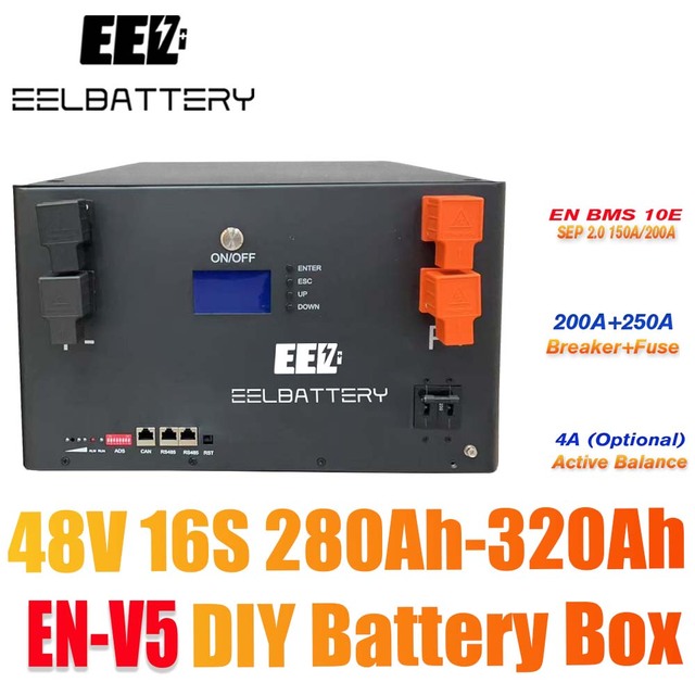 PL Stock EEL V5 48V 280Ah 16S DIY Stackable Box with EN/SEP 200A BMS+250A Hydraulic-Magnetic Breaker&Fuse Dual Safety EVE LF334