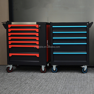 Chariot à outils en métal noir <span class=keywords><strong>pas</strong></span> <span class=keywords><strong>cher</strong></span>, chariot à outils industriel à roulettes avec 7 tiroirs, coffre à outils en acier avec plusieurs tiroirs - Product Image 6