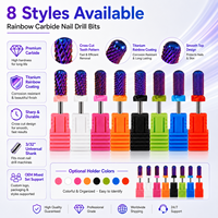 OEM ODM Fraise à ongles en carbure à tête ronde lisse de 3/32'' à corps large, plaquée violet, pour manucure, pédicure, polissage de gel et cuticules, ensemble de fraises