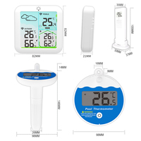 Thermomètre numérique intérieur/extérieur, hygromètre, station météo avec capteur sans fil et affichage de la température de la piscine