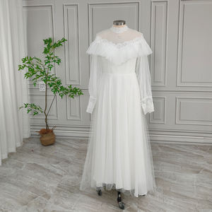 Vestido de novia de tul <span class=keywords><strong>Victoria</strong></span> Vintage de alta calidad, vestido de novia elegante de manga larga para mujer, vestido de novia de cuello alto para fiesta - Product Image 1