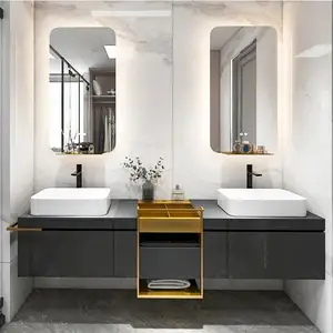 Moderne Elegante High-End Luxe Wandmontage Badkamerkast Ijdelheid Met Wastafel Voor Badkamer Ontworpen Door Zwitserland Ontwerper