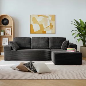 Canapé sectionnel moderne sans structure en <span class=keywords><strong>mousse</strong></span>, en velours côtelé moelleux, compressé en <span class=keywords><strong>mousse</strong></span>, emballé en boîte, pour salon, vente en gros - Product Image 1