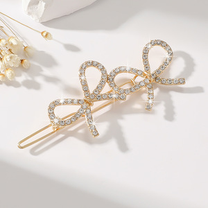Gran oferta bonito estilo coreano brillante Rhinestone Crystal Hair Clip perla mariposa arco Duckbill Clip accesorios para el cabello para mujeres - Product Image 2