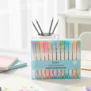 Ensemble de surligneurs 4 couleurs à changement progressif avec pointe pinceau inclinée pour marquage créatif, dessin graffiti et écriture oblique - Product Image 4