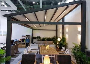 Toldo de techo retráctil de PVC para exteriores, pérgola, marco de aluminio bioclimático, impermeable - Product Image 3
