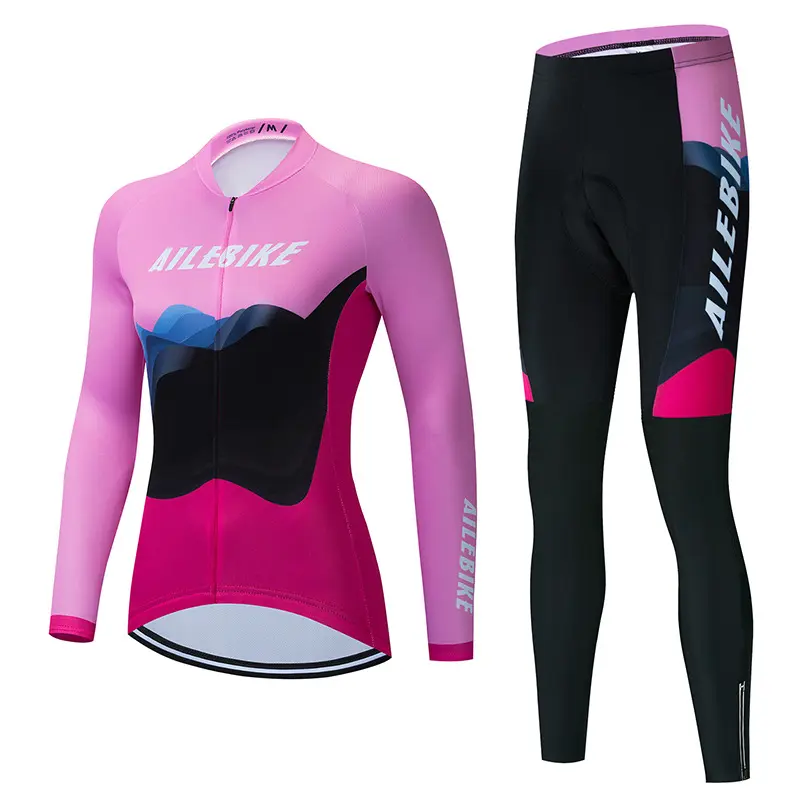 बाइक जर्सी सेट महिलाओं सायक्लिंग जर्सी शॉर्ट्स लड़कियों Mountainr सड़क एमटीबी साइकिल सूट ट्रिको Ropa Ciclismo ऊपर से नीचे गुलाबी