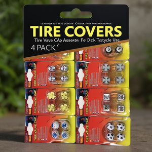 Tapas de válvula de neumático con diseños variados, paquete de 4 para uso en automóviles, camiones y motocicletas - Product Image 3