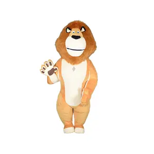 Popolare divertente pelliccia di peluche gonfiabile leone mascotte costume personaggio dei cartoni animati Alex mascotte tuta per adulti
