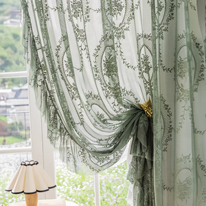 Tenda in <span class=keywords><strong>Pizzo</strong></span> Trasparente Bianca e Verde Scuro con Motivi Floreali in Stile Pastorale <span class=keywords><strong>Francese</strong></span> <span class=keywords><strong>per</strong></span> Camera da Letto e Soggiorno - Product Image 5