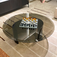 Table basse design de luxe Meubles de salon pour villa Table basse circulaire en verre trempé en acier inoxydable