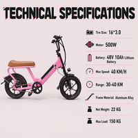 Vélo électrique rétro en alliage d'aluminium durable, apparence tendance, moteur puissant 500 W, pneus larges.