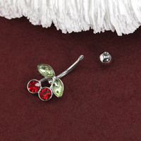 Prêt à expédier - Piercing de nombril en acier chirurgical 316L 14G avec cristal rouge cerise - Bijou de piercing corporel hypoallergénique