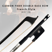 Archets pour contrebasse NAOMI de style français, 4/4-1/8, en fibre de carbone, avec cheveux de cheval de Mongolie blancs, grenouille en ébène, son chaud et puissant