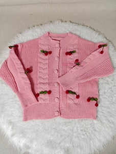 <span class=keywords><strong>Cardigan</strong></span> Curto Estilo Doce Coreano para Mulheres Outono Inverno 2025 Novo Detalhe de Cereja Solto Ajuste Confortável Redutor de Idade - Product Image 6